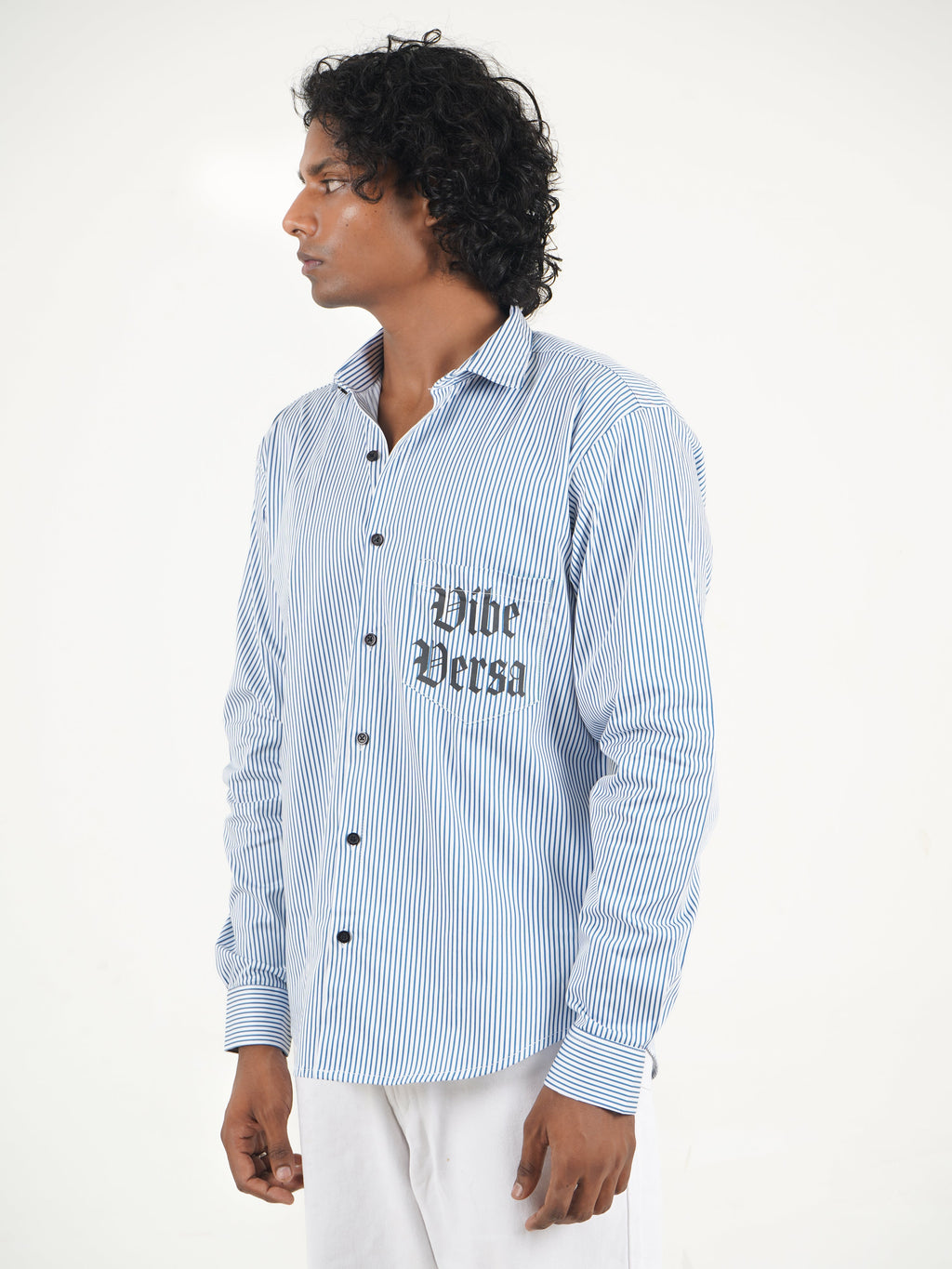 Sky Blue ‘Eyes on You’ Striped Shirt