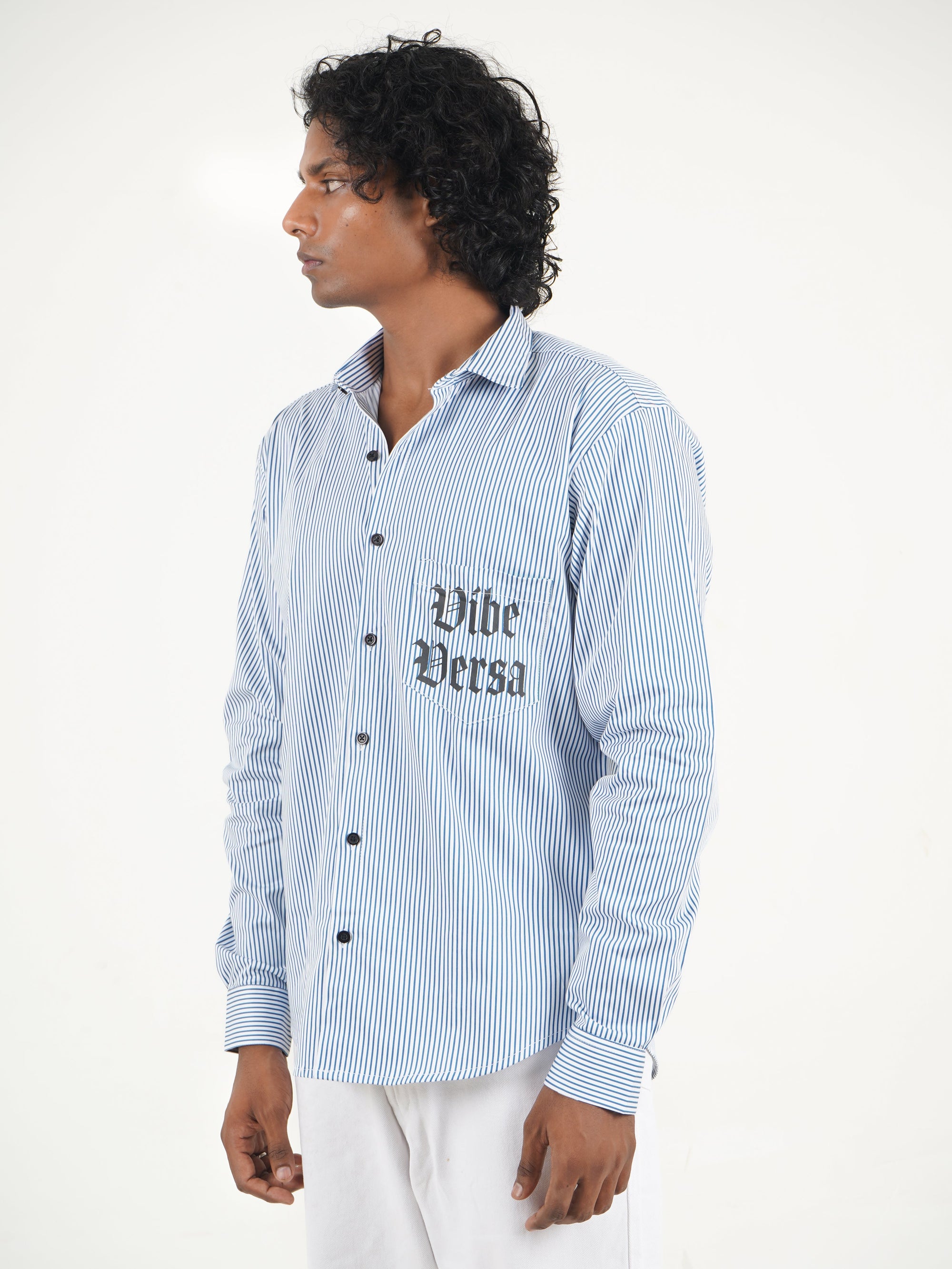 Sky Blue ‘Eyes on You’ Striped Shirt