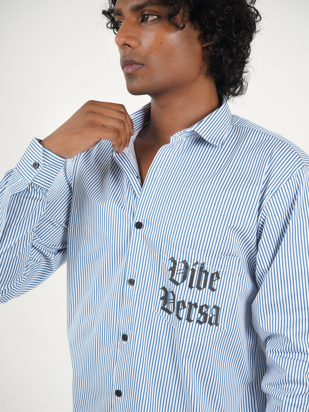 Sky Blue ‘Eyes on You’ Striped Shirt