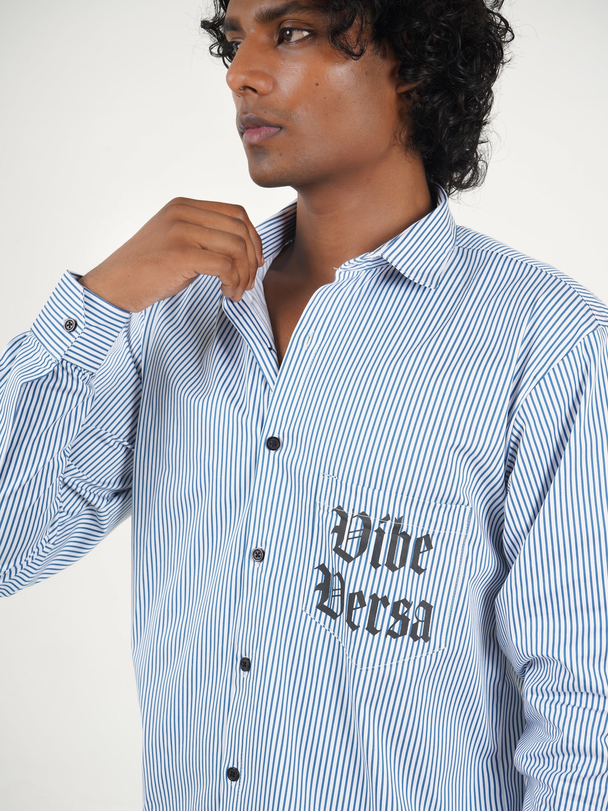 Sky Blue ‘Eyes on You’ Striped Shirt